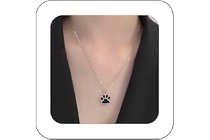 Dervivea Boho Katze Hund Pfote Halskette Schwarz Hund Pfote Anhänger Halskette Emaille Pfote Drucken Halskette Silber Niedlichen Pfote Choker Halskette Minimalistischen Tier Pfote Drucken Halskette