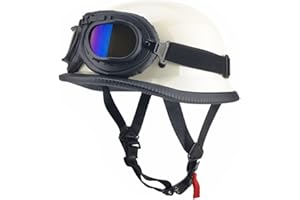 DIRERTYS Deutsch Helm Halboffenen Vintage Öffnen Motorradhelm Halb-Helm ECE-Zertifizierung Chopper Helm mit Sonnenbrille für Mopeds Cruiser Vintage Jet Helm Schnellverschlussschnallen M-XXL