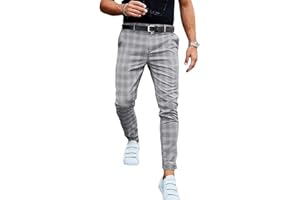 Onsoyours Hommes Chino Pantalon Slim Fit Rayé Casual Élastique Pantalon à Carreaux Business Pantalon de Sport Décontracté Coupe Ajustée Pantalon