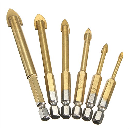 6pcs Carbide Glass Drill Fliesen- und Glasbohrer 4mm 5mm 6mm 8mm 10mm 12mm