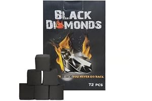 Black Diamonds 100% Natural Coconut Shell Charcoal Cubes For Shisha Hookah And Bakhour (72 Pcs, 1 Pack)