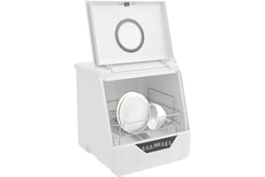 RjcdOPL Mini Lavavajillas de Mesa, Limpieza Profunda a 360°, 4 Programas (Intenso/Estándar/Rápido/Frutas), Para Casas/Apartamentos/Caravanas Pequeñas, 2-5 Personas