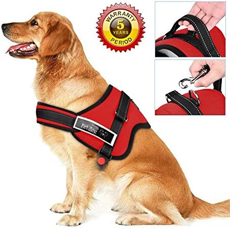 Berennis No Pull Dog Vest Harness, Adjustable Pet Body Padded Vest with Reflective Stitching and Velcro Patches for Small Medium Large Dog Walking, Training - No More Pulling, Tugging or Choking (S, Red)