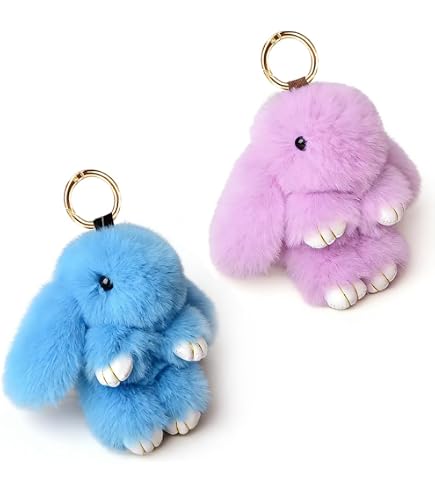 2 Portachiavi Coniglietto In Peluche – Morbidi E Carini, Con Moschettone Metallico, Per Borse, Zaini E Chiavi – Regalo Pasqua Per Bambine E Ragazze