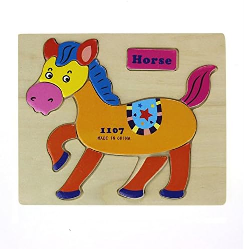 WINWINTOM Wooden Blocks Animals Children Educational Toy Puzzle (Horse)
