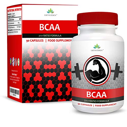 BCAA 2:1:1 - Aminoácidos de Cadena Ramificada - 450mg - Con Los Aminoácidos Esenciales Leucina, Isoleucina, Valina - 90 Cápsulas (Suministro Para 3 Meses) de Earths Design