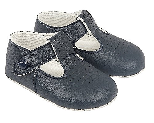 Luxury British Made Baby Boy Sky Blue, Navy Blue, Cream/Ivory Special Occassions Wedding Christening Baypod Shoes by Early Days (Size 1 (3 to 6 Months), Navy Blue)