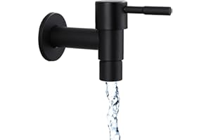 FINE JADE2 G1/4 stal szlachetna czarna pojedyncza zimna bateria do montażu na ścianie, bateria zlewozmywakowa, pralka, kran ogrodowy, do zlewozmywaka, do łazienki, ogrodu