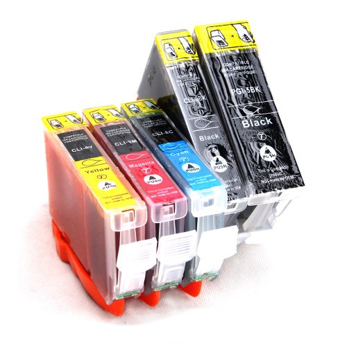 5 XL Druckerpatronen zu Canon PGI-5 CLI-8 (1x PGI-5BK & je 1x CLI-8 BK/C/M/Y) für Canon PIXMA MP500 510 520 530 600 600R 610 800 800R 810 830 960 970 MX700 MX850 iP3300 4200 4200X 4300 4500 4500X 5200 5200R 5300 6600 6600D
