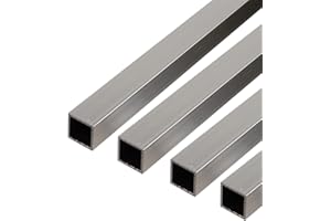 Alberts 497859 - Tubo quadrato in alluminio, naturale, 1000 x 20 x 20 mm, set da 4 pezzi