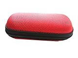 NEW Large Red Rectangle Double Hearing Aid Round Domed Zipped Storage Hard Carry Case Holder For 2 Hearing Aids