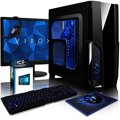 VIBOX Pyro SA8-44 Komplett-PC Paket - 3,8GHz AMD A8 Quad-Core CPU, Desktop PC Computer mit Spielgutschein, 22" HD Monitor, Gamer Tastatur & Mouse, Windows 10, Blau Innenbeleuchtung, lebenslange Garantie* (3,1GHz (3,8GHz Turbo) Superschneller AMD A8 7600 Quad 4-Core Prozessor CPU, 4GB DDR3 1600MHz RAM, 2TB (2000GB) SATA III 7200rpm Festplatte, 400W 85+ Netzteil, CIT Storm Blau Gaming Geh§use, FM2+ Mainboard, 150Mbs WLAN-Adapter)
