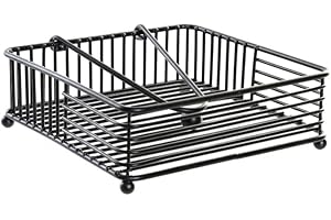 KCASA Servilletero geométrico Negro de Metal de 18x18x6 cm - Servilletero