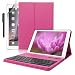 Produktbild IPad 9.7 2018/2017 Bluetooth Tastatur Hülle, Boriyuan Kunstleder Hülle mit abnehmbare Wireless Bluetooth Tastatur(QWERTZ Tastatur) für Neu Apple iPad 9,7 zoll- (Rose Rot)