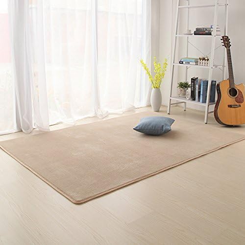 KEPSWET Simple Solid Soft Coral Velvet Rectangle Carpet Cozy Bedroom Kids Bedside Home Rug Mat Multicolor Runner Rug (120cmx200cm, Light Brown)