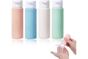 HOUSN Contenitori Da Viaggio Per Liquidi,Flaconi Da Viaggio,4 Pezzi Bottiglie Da Viaggio In Silicone,Ricaricabili,Anti-Perdita,Riutilizzabili,Flaconi Con Tappo A Scatto,Per Shampoo,Bagnoschiuma,Lozione