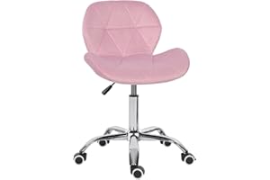 Hadwin Modern Velvet Swivel Office Chair, Height Adjustable Padded Armless Desk Chair with Wheels for Home Office, Pink