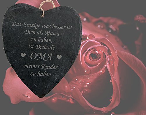 geschenke-fabrik Schiefer Herz mit Spruch/Gravur für Oma – Geschenk/Schieferherz für Oma - 3