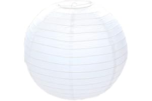 DIVISTAR Abat-jour rond en papier côtelé style bambou Blanc 30 cm