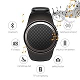 Multifunktionale drahtlose Bluetooth-Lautsprecher-Uhr (bequemes Sport-Armban, Mini-Outdoor-Lautsprecher), MP3-Musik-Player, Radio, Freisprech-Telefonate, Selbstauslöser Senden von Amazon(schwarz)