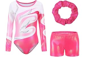 XIYAO Justaucorps de Gymnastique Fille Danse Ballet Justaucorps Manches Longues Costume Athlétique pour Les Filles 5-14 Ans