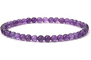 Landorilo 4mm Stretch Armband aus echten Naturstein Perlen, Heilstein Armband, Yoga Armband für Damen, Herren, Glücksarmband, Freundschafts Armband |Ersatzperlen Inklusive|