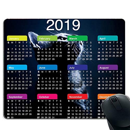 Preisvergleich Produktbild Katze-Hintergrundmausunterlage mit 2019 Kalender