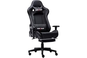 NOKAXUS Office Chair,Gaming Chair With Footrest Lumbar Support for Adults,PU Leather Ergonomic Massage Chair For Home,Computer Video Gamer Chair(Yk-6008-black)