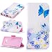 Produktbild LMAZWUFULM Hülle für Samsung Galaxy S8 SM-G950F 5,8 Zoll PU Leder Magnetverschluss Brieftasche Lederhülle Malerei Blau Traum Schmetterling Muster im Bookstyle mit Stent-Funktion und Karten Slot Schutzhülle Ledertasche Flip Cover für Samsung Galaxy S8 SM-G950F (5,8 Zoll)