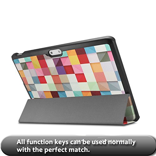 YunTab 3G Tablet 10.1 Zoll/ACEPAD A101 (10.1″) TABLET PC Hülle Case, Infiland Ultra Dünn Tri-Fold Muschel PU Leder Schlank Superleicht Ständer Shell Cover Schutzhülle Etui Tasche für 10.1″ Android Tablet-PC Inklusive XIDO X111, 10 Zoll Tablet Pc(25,7 cm), Artizlee 10 Zoll (10.1″) Tablet PC ATL-21L 1280×800, XIDO Z120/3G Tablet Pc 10 Zoll(Überprüfen Sie bitte die Details der kompatibelen Tablet-Modell-Liste in Produktbeschreibung)(Farbige Quadrate) - 8