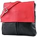 Produktbild modamoda de - ital. Ledertasche Schultertasche Crossover Umhängetasche Nappaleder T63, Präzise Farbe:Schwarz/Rot