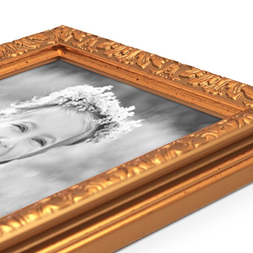 Bilderrahmen Antik Gold Nostalgie 21×30 cm DIN A4 Fotorahmen mit Glasscheibe / Kunststoff-Rahmen - 3