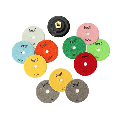Baban 12pcs Schleifscheibe Polierscheiben Diamant Polierscheibe polishing pads Steinschleifer Inkl 4“ Teller für Marmor - 2