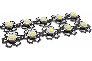 Vrabocry 10 Stück High Power LED Chip 3W Weiß (30000-35000K/600mA - 700mA/DC 3V - 3.4V/3 Watt) Superhelle Intensität SMD COB Light Emitter Components Diode 3 W Bulb Lamp Beads DIY Lighting