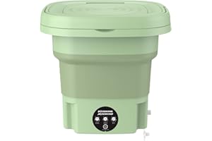 Auveach Mini machine à laver Portable Pliable 8L Machine à laver Automatique Camping Voyage Faible Bruit 51 dB Minuterie Réglable à Trois Vitesses