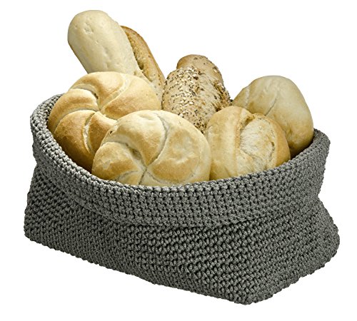 WENKO 2630100 Häkelkörbchen Malia Grau, Polypropylen, 25 x 15 x 15 cm, Grau - 2