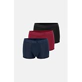 Dagi Erkek 3'l&uuml; Desenli Micro Modal Boxer Bordo-Siyah M