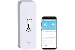 ZECAMIN Termometro intelligente igrometro, mini sensore di temperatura e umidità per interni, sensore di umidità della temperatura, controllo remoto per Greenhouse,compatibile Alexa.1 PCS.ZigBee Hub richiesto