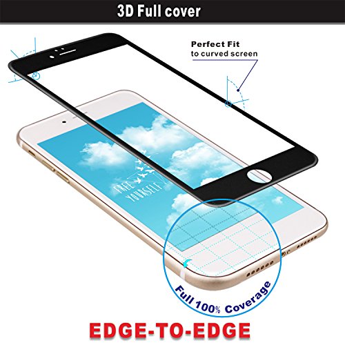 iPhone 7 Panzerglasfolie, ZXK CO 2 Stück Ultradünn 3D Full Screen 99% durchsichtiger Displayschutzfolie Panzerglas Schutzfolie Schutzglas 9H Hartglas für iPhone 7 – Schwarz 3D Round edge - 6