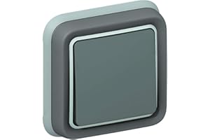 Legrand 069811 Interrupteur ou va-et-vient Étanche Plexo Complet Encastré, 10AX, 250V, Gris