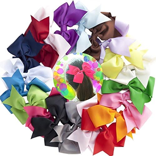 20pcs 6" Big Hair Bows Boutique Girls Alligator Clip for Grosgrain Ribbon Headband …