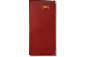 PaulStore 2026 Slim Line Week to View Padded Diary Metal Corner Case Bound (Red)