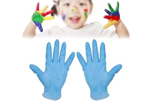 LiLiTok Nitrile Gants Jetables pour Enfants (20 pièces/100 pièces), Gants de Protection pour Peinture, Artisanat, Nettoyage, Cuisson, Cuisine et Costume (20, F)