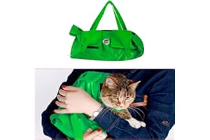 CiCixixi Katzenpflegetasche Grün Katzenrückhaltebeutel, Pflegetasche für Katzen,Anti-Scratching Katzentasche mit Fuß Löcher zum Krallen Schneiden, Ohr Reinigung, Nageltrimmen (L)