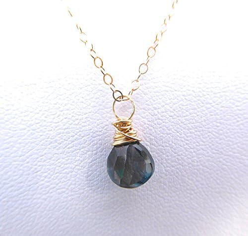 London Blue Topaz Petite and Dainty Necklace 24k Gold