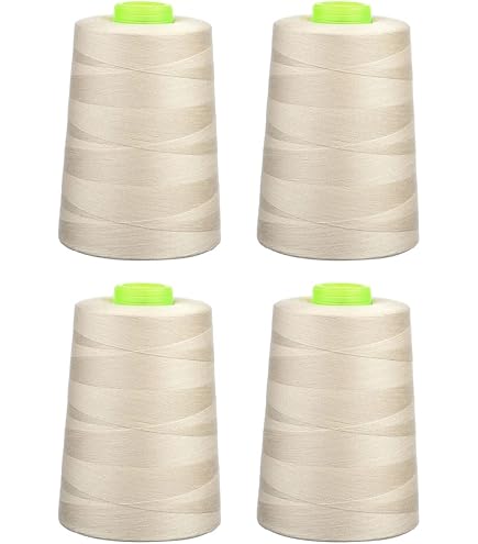 Overlock-Nähgarn – 4 Spulen Polyester, Cremeweiß, Je 2743 M
