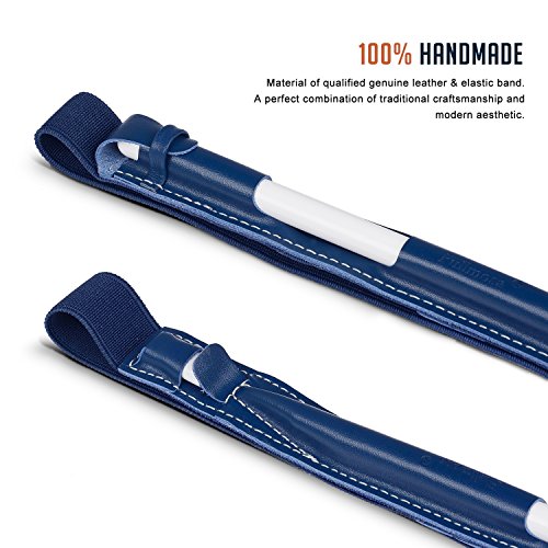 Apple Pencil Halter, Fullmosa® Hochwertige Kunstleder Stifthalter Apple Pencil Hülle Etui mit USB-Adapter-Tasche für iPad Pro 9.7 & iPad Pro 10.5,Dunkelblau - 4