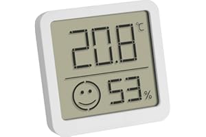 TFA Dostmann Digitales Mini Thermo-Hygrometer, 30.5053.02, Innentemperatur und Luftfeuchtigkeit, klein und handlich, zum Stellen oder Aufhängen, weiß