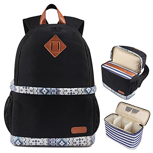 Kattee Sac    Dos pour Appareil Photo R  flex Ordinateur en Canvas   Cuir Housse de protection pour Appareil Photo Canon Nikon Sony Olympus