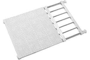 JONASHER Verstellbarer Schrank-Organizer, Spannregal, Trennwand, Schrank, Aufbewahrungsregal, erweiterbare Kleiderstangen, platzsparende Kleiderschrank-Aufhängestange für Badezimmer, Küche, Weiß